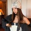 Fashion Floral Crochet Knit Cap Breathable Nylon Hat Artistic Elegant Style Face Slimming Design Photo Accessory