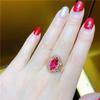 Purple Gold-Plated Rose Gold Inlaid Redstone Hollow Ring, Foreign Style Generous Fashion Women'S Jewelry