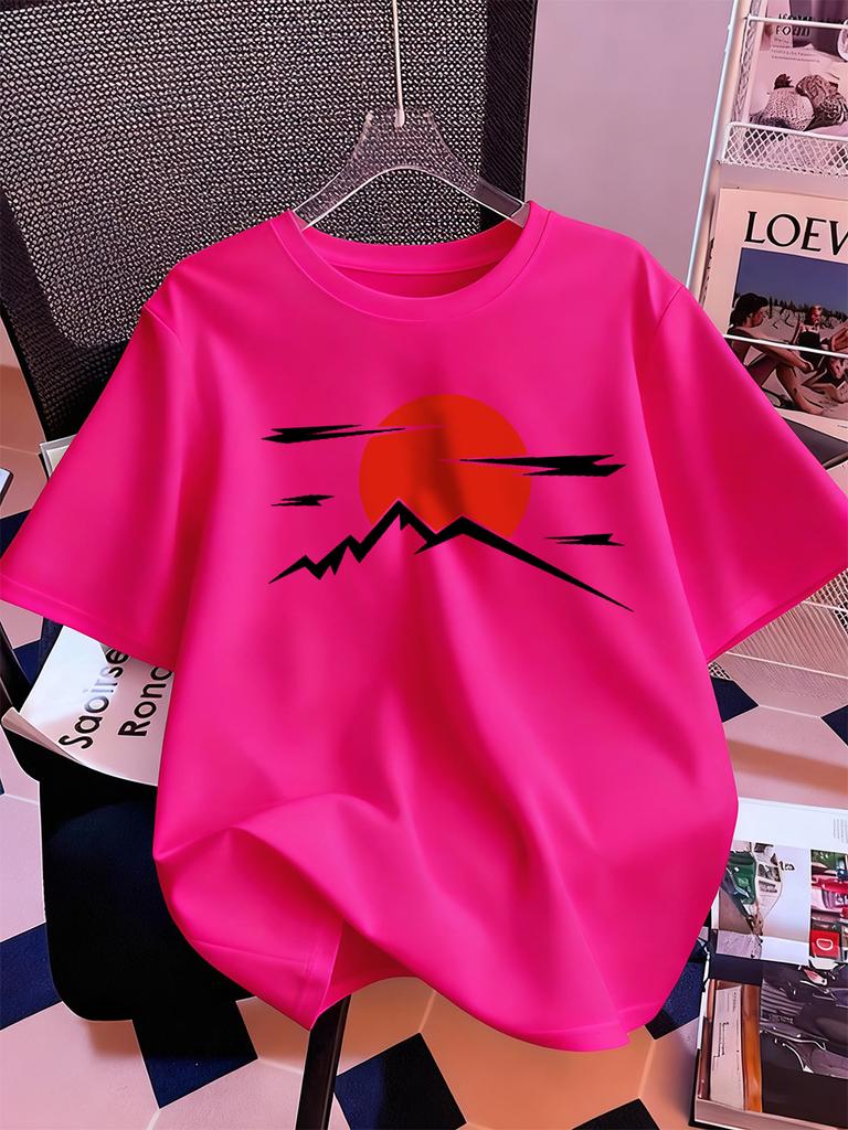Japanese Harajuku Sun Prints Short Sleeve TShirts Women Cotton Summer Tee Shirts Soft Loose ONeck Tops Casual Womans Clothes