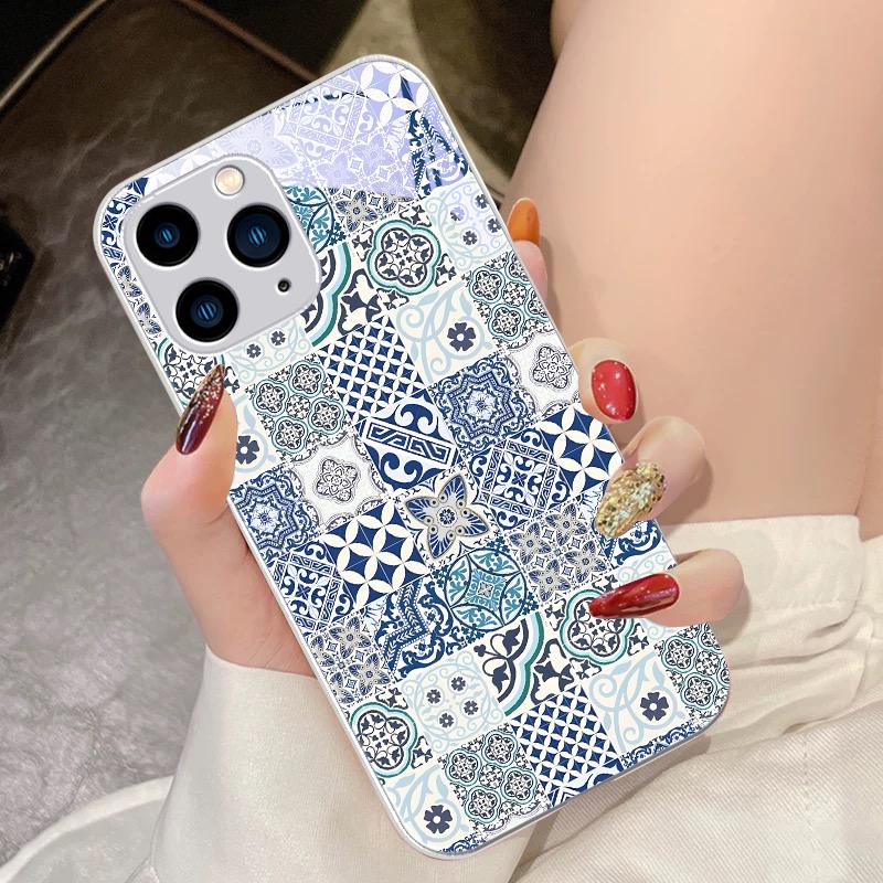 Vintage Totem Color Purple For IPhone 16 Pro Max 15 Pro 14 13 12 Mini 11 XS Max XR 7 8 Plu SE 2022 Tempered Glass Phone Case