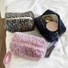Leopard Print Pink Plush Bag: Large-Capacity, Portable Cosmetic Bag for Fall & Winter