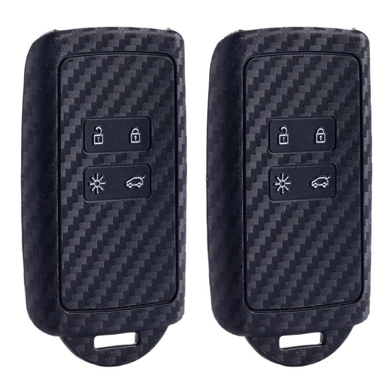 Silicone Carbon Car Key Case Cover For Renault Koleos Kadjar Captur Megane Talisman Espace Clio Zoe Scenic Arkana Dacia Sandero