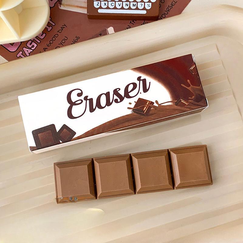 1Pc Cute Creative Simulation Chocolate Eraser with Box Food Modeling Fun Children Student Stationery Exam Rewards School Supplies