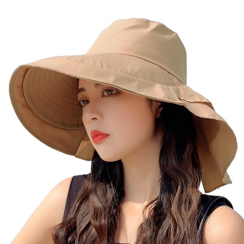 New Hat Women's Summer Neck Protection Sun Protection Sun Hat Travel Big Edge Bucket Hat Outdoor Cycling Sun Hat