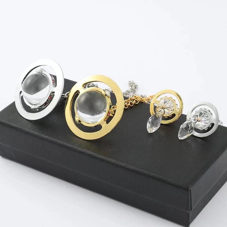Saturn Necklace Luxurious And Earring Set Crafted With Premium Alloy Materials