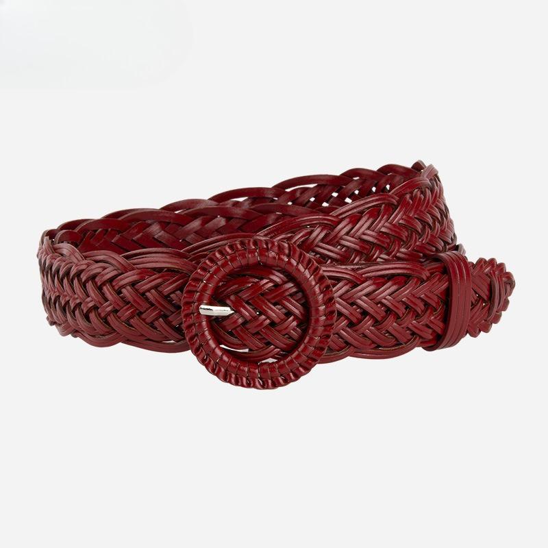 New Piercing-free Braided Belt Women's Decorative Suit Dress Waist-hugging Retro Belt Women's Style