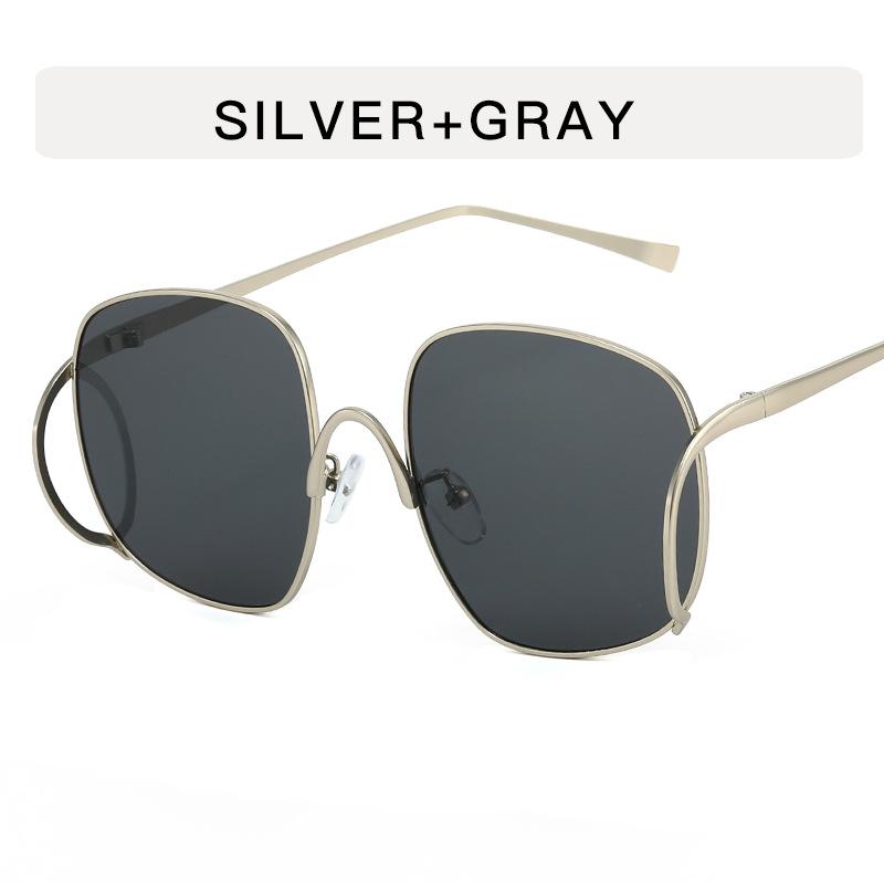 Retro big frame metal sunglasses women, European and American ins high-end sunglasses punk hip-hop party glasses tide