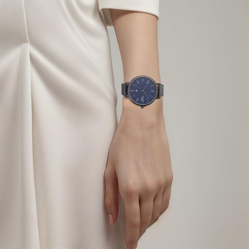 

CASIO 50 meters waterproof, fashionable and elegant, Quartz, Steel Strap, , same style for men and women, blue dial SHE-4562BM-2A синий