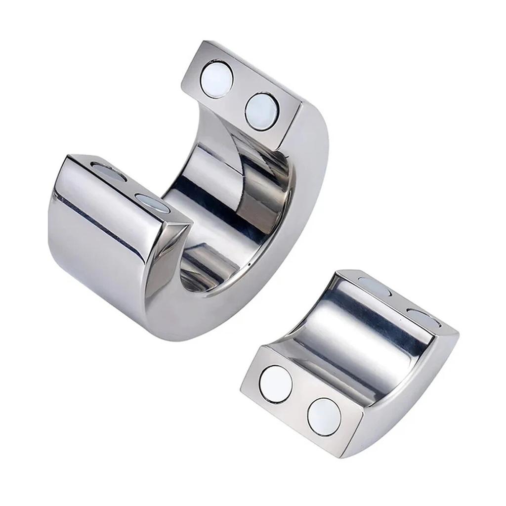 Penis Ring Magnetic Lock Metal Scrotum Pendant Ball Stretcher Testis Weight Cock Ring Penis Restraint Stainless Sex Toys for Men