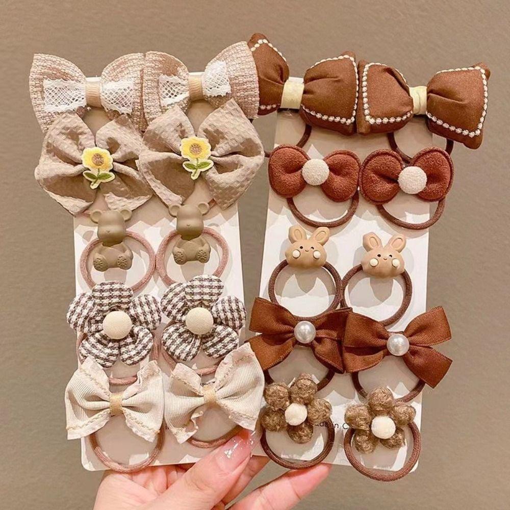 10pcs High Elastic Rubber Bands Cute Bow Hair Ties High Quality Flower Headbands for Kids