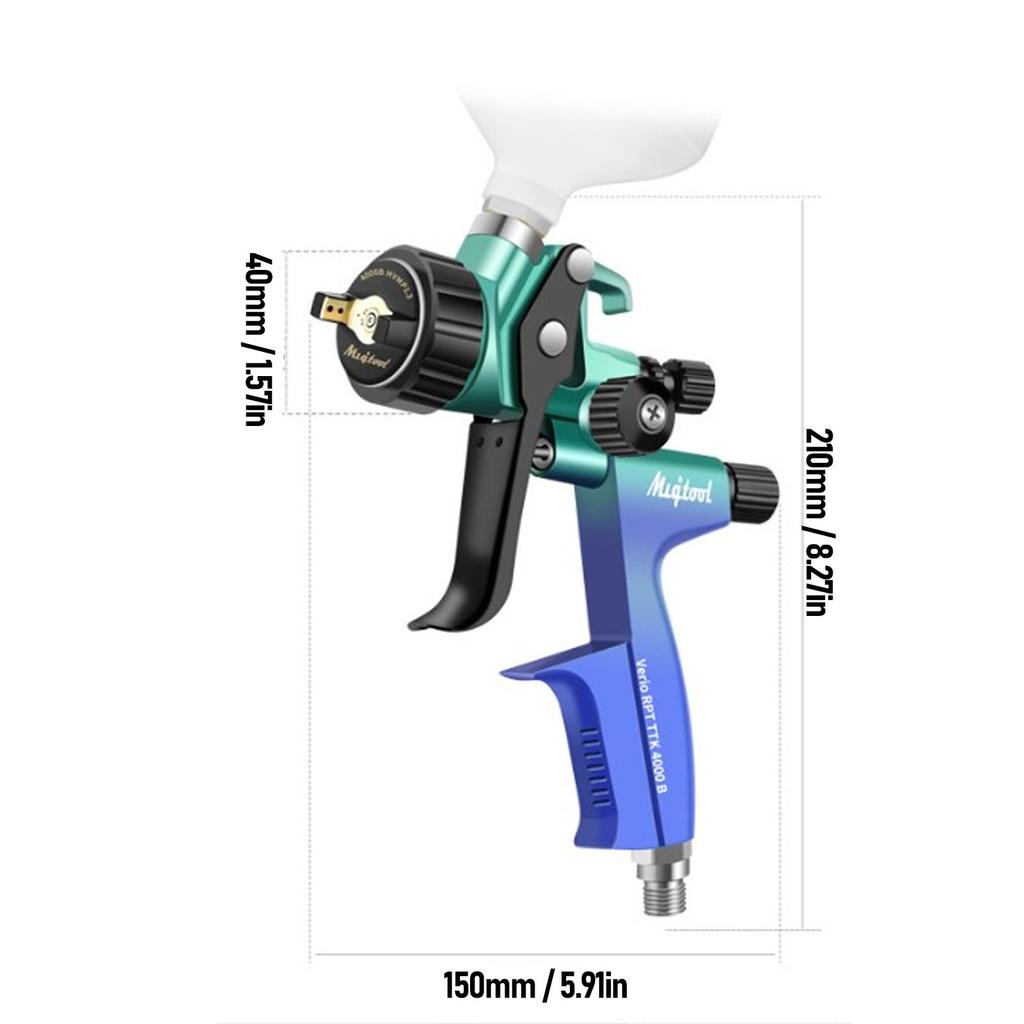 Farbspritzpistole HVLP Spritzpistole 4000B 600ml Becher 1,3mm Düse Air Spray Lackierpistole Kit für Möbel Autopflege G1/4