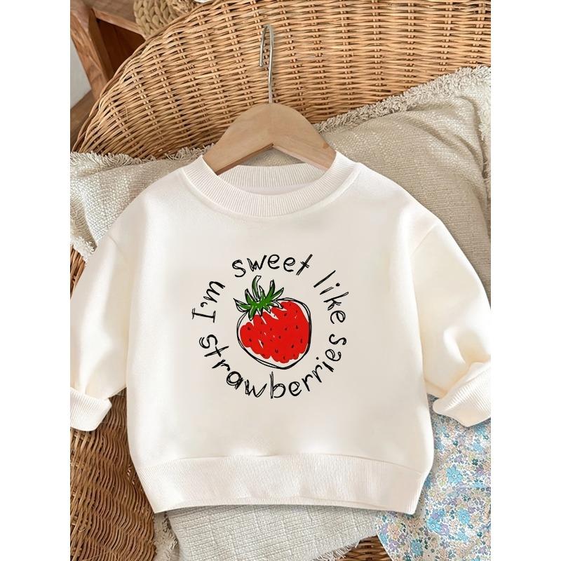 Kids Sweatshirt Cute Printed Pattern Simple Sweet Beauty Baby Spring Thin Round Neck Hoodie