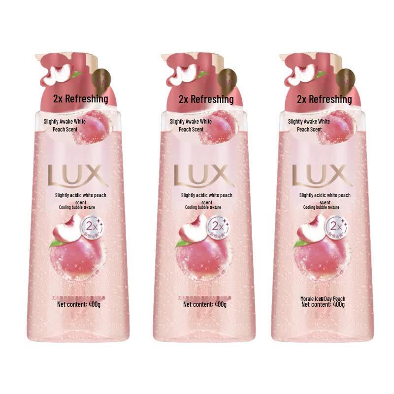 Lux White Peach Scent Bubble Shower Gel (3x400g)