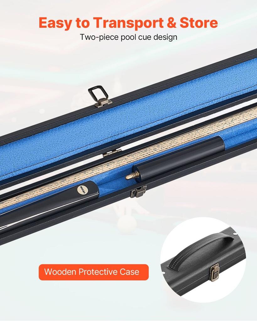 Billardstock, 1447,8mm Gelenk-Snooker Queue, Snooker Queue Stock mit Verlängerungsstange & 9,7mm Leder Spitze, 538g Pool Stock für Professionellen Billardtisch, Bar,