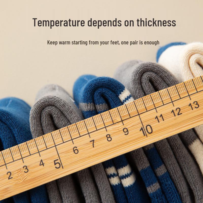 Warm Cotton Mid-Calf Socks for Boys - Thickened, Plus Velvet, Ideal for Autumn & Winter