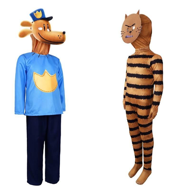 Costume Cosplay di Halloween Dog Man Per Bambini Unisex Tessuto in Poliestere Con Design Divertente