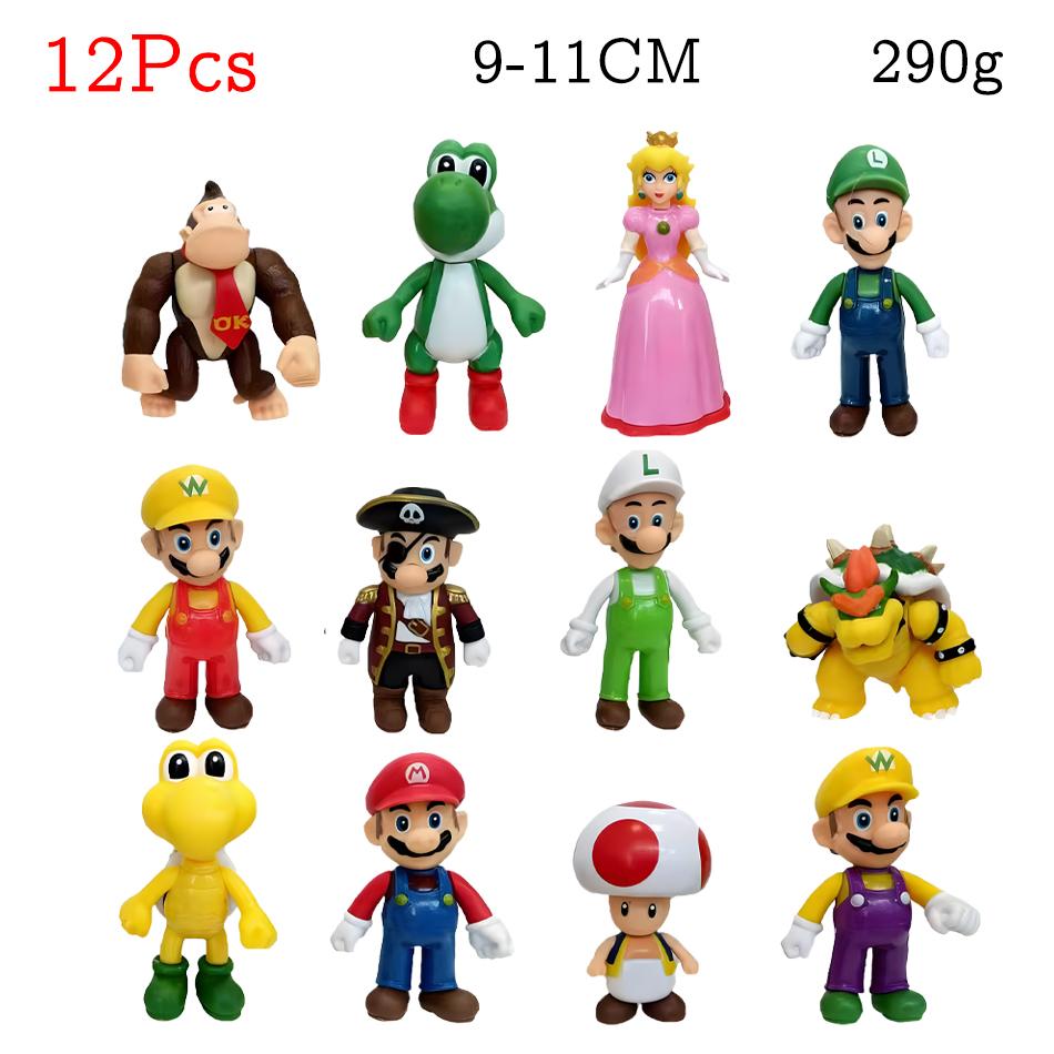 

12Pcs/Set Hot Japan Cartoon Super Mario Bros Luigi Yoshi Dolls Anime Figures Creative Collectible Model Toys Gifts Kid Friendly Entertaining Fun Play