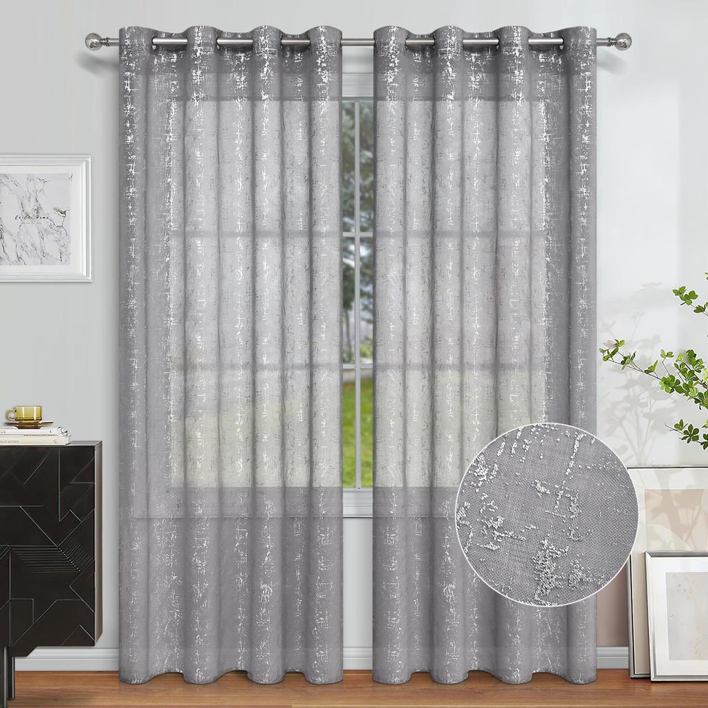 Full Dolly Hot Silver Small Cross Flower Semi-Blackout Window Screen Meike Duo Curtain