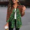 Women's Fashion Christmas Print Button Front Cardigan, Loose Fit Long Sleeve Shirt Top
