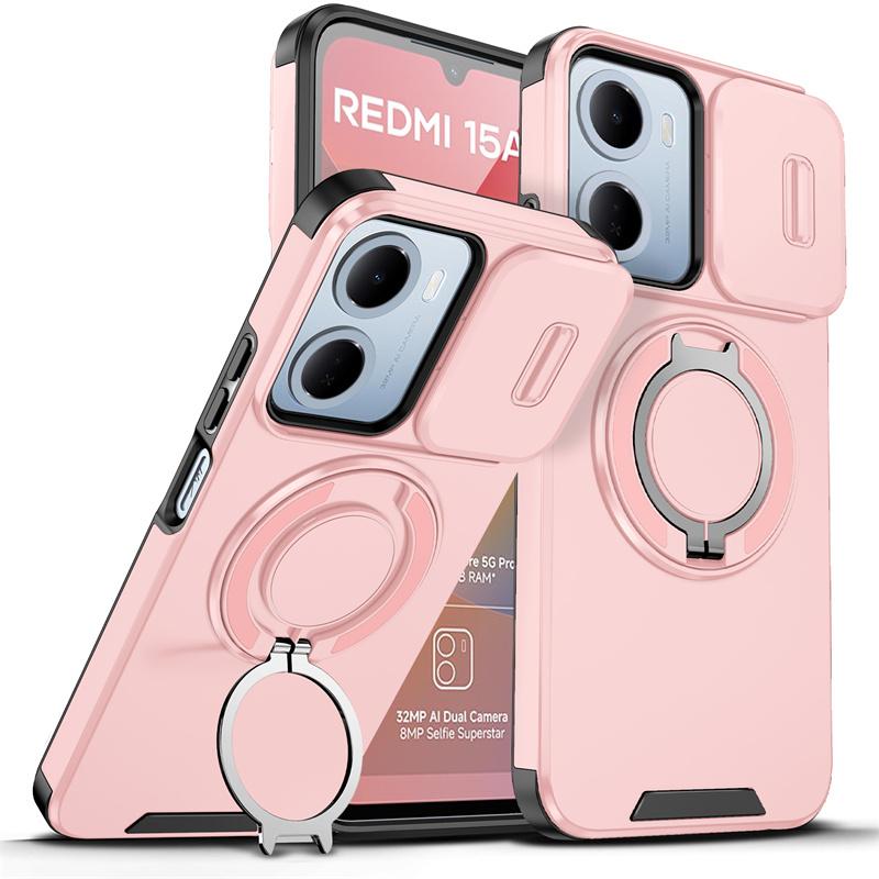 Чехол For Xiaomi Redmi 15A Чехол Броня Ударопрочный Слайдер Крышка Камеры Для Redmy 15 A A15 15A Магнитное Кольцо для Автомобиля Защитный Coque Redmi 15A