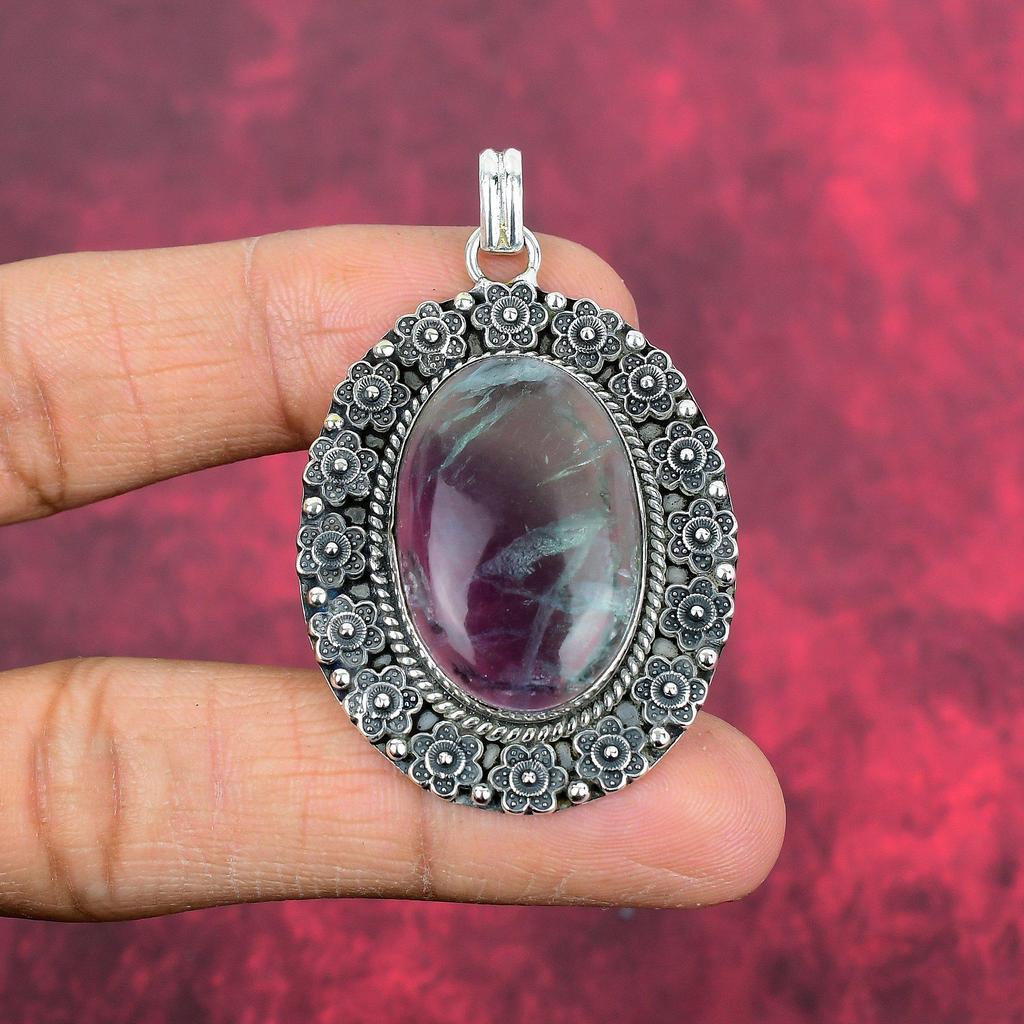 Crystal Quartz Gemstone Pendant, 925 Solid Sterling Silver Pendant Jewelry, Handmade Antique Jewelry Gift For Mother