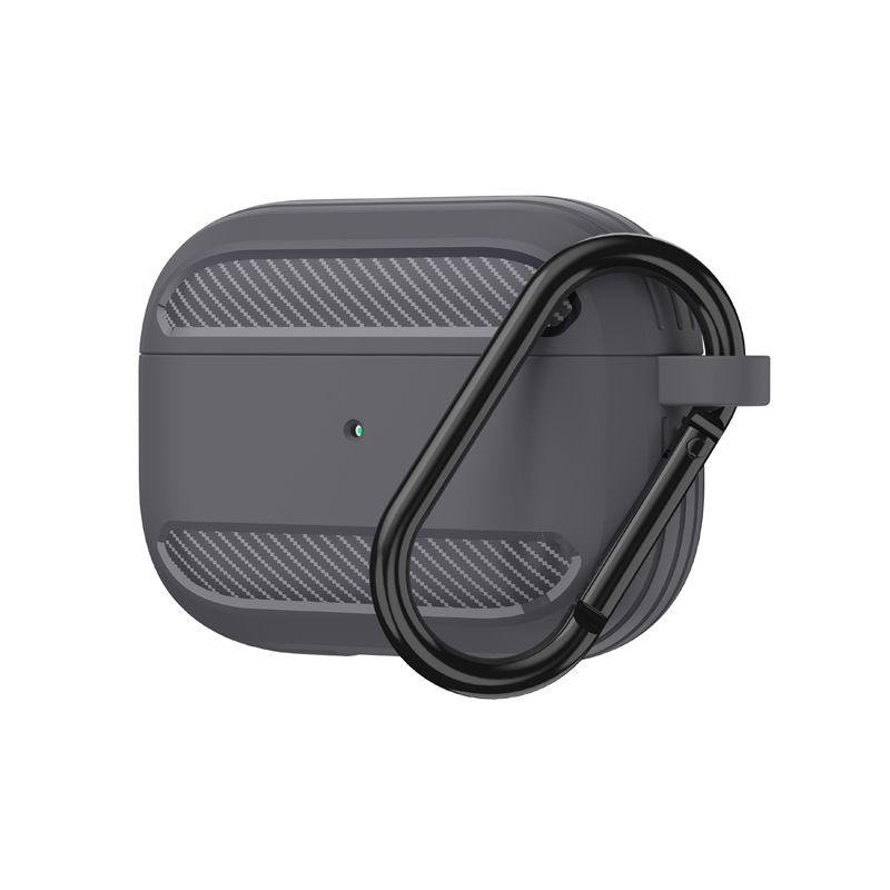 

Airpods3 Soft Case Airpods2 Protective Case Drop-Resistant Scratch-Resistant Second-Generation Carbon Fiber Pattern Matte Trendy Brand Hook Apple AirPods 2 [Fiber matte] Gray