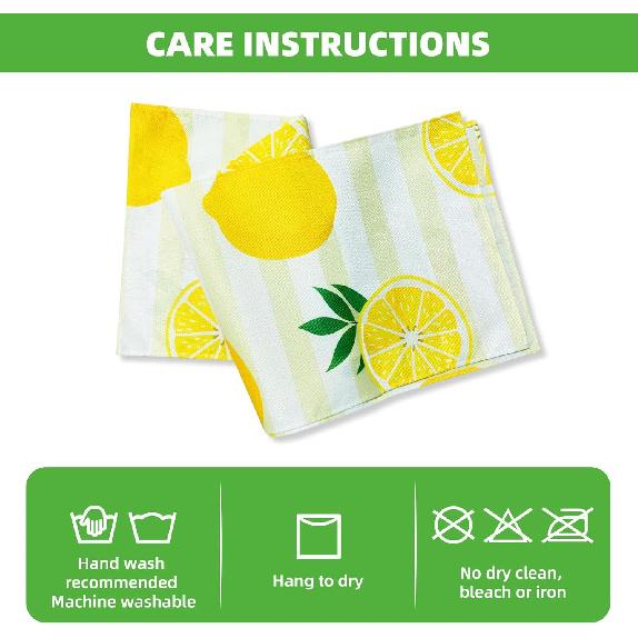 Lemon Table Runner Kitchen Decor - Yellow and White Stripes Lemon Table Decorations Summer Spring Seasonal Home Decor for Dining Table Farmhouse