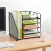 Bureau Papier Bestand Tray Organiser 5-Laags Metalen Bestand Brief Tray Met Boekenrek Ruimtebesparende Document Organiser Voor Kantoor