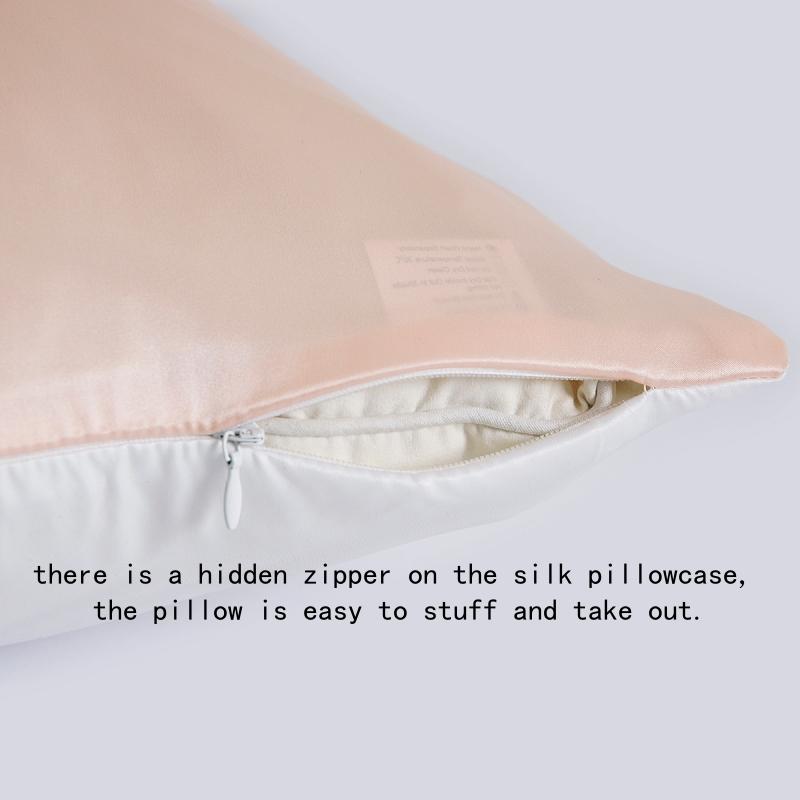 One Side 100% Mulberry Silk Pillowcase with Hidden Zipper Solid Color Pillow Case for Sleep and Skin Care
