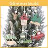 Whimsical Wooden Christmas Ornaments Set Featuring Car And Reindeer For Festive Decor