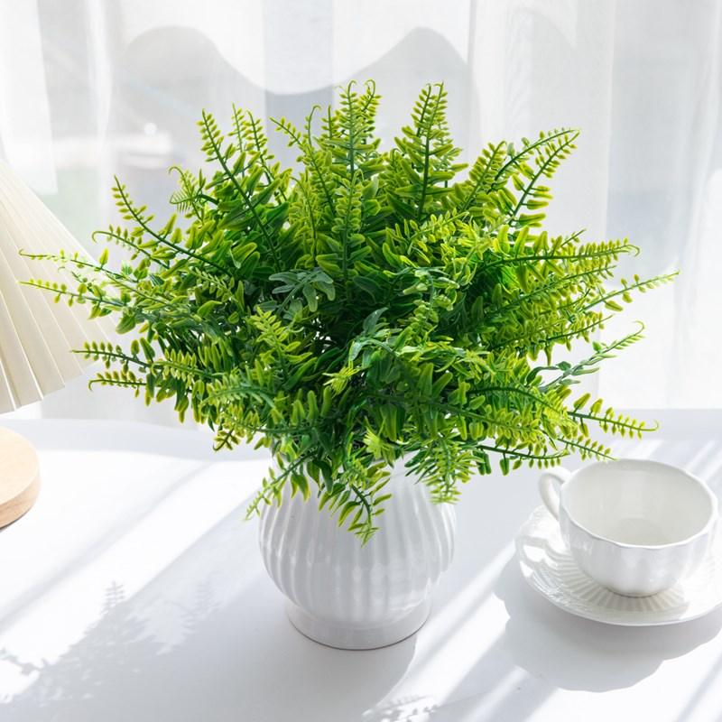 2/5pcs Artificial Plants Plastic Persian Fern Leaves For Home Wedding Party Balcony Decor Flowers Arrangement Bride Bouquet Prop