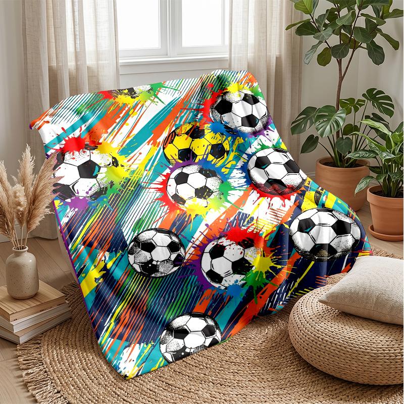 Soccer Ball Splash Art 14 Theme blanket Lightweight Warm Flannel Blanket Decorative Throw Blanket for Home Decoration