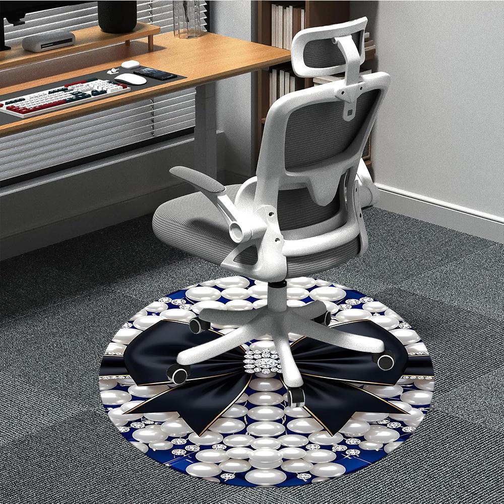 

1pc Pearl BowChair Carpet for Office, Indoor Non-Slip Washable Polyester Fiber Carpet, Mat For Office, Machine Washable 80cm
