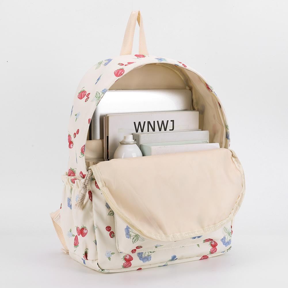 Girls Teenage Canvas Floral Print Backpack with Laptop Compartment Women School Bookbag Travel Knapsack Sweet Casual Daypack