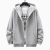 Men's Solid Hoodies Coat Harajuku Basic Long Sleeve Spring Autumn Loose Zip Up Casual Oversized Sweatshirts Jacket with Pocket