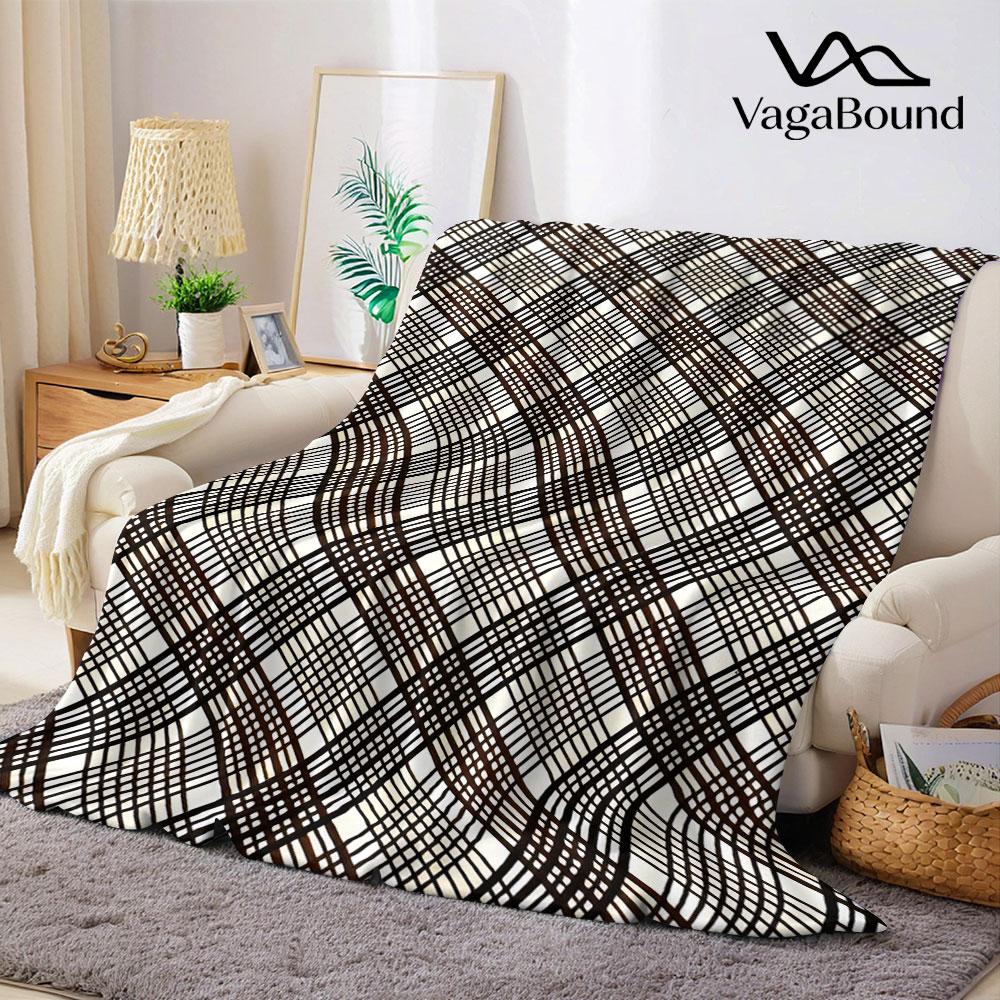 Vintage Brown Plaid Flannel Blanket Warm Soft Halloween Christmas Decorative Couch Warm Cozy All-Season Gift