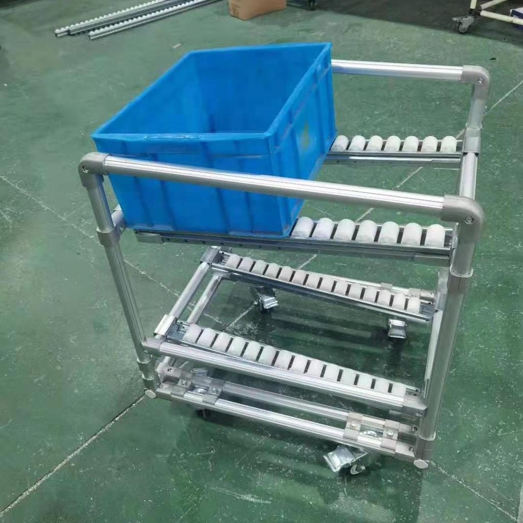 Mobile Lean Tube Cart with Wheels - Compact Flow Rack Trolley