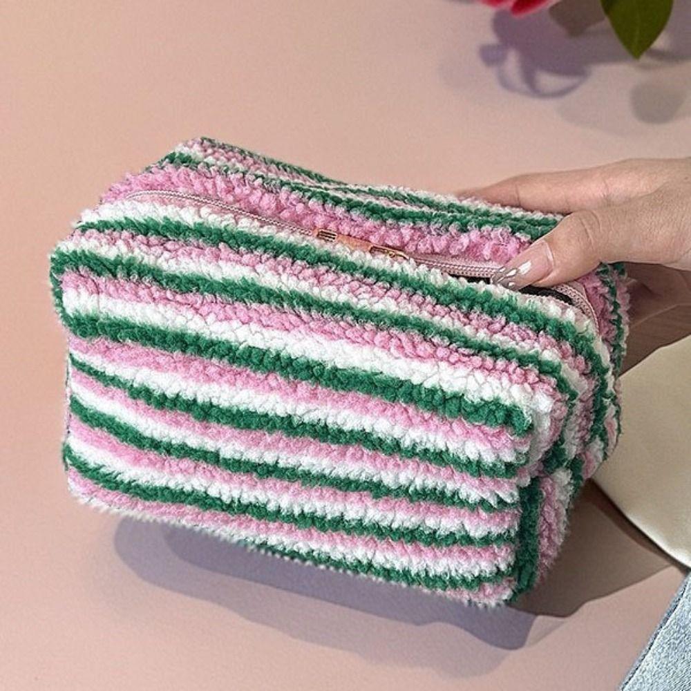 Storage Function Plush Makeup Bag Clutch Style Cute Clutch Pouch Travel Cosmetic Bag  Travel Use