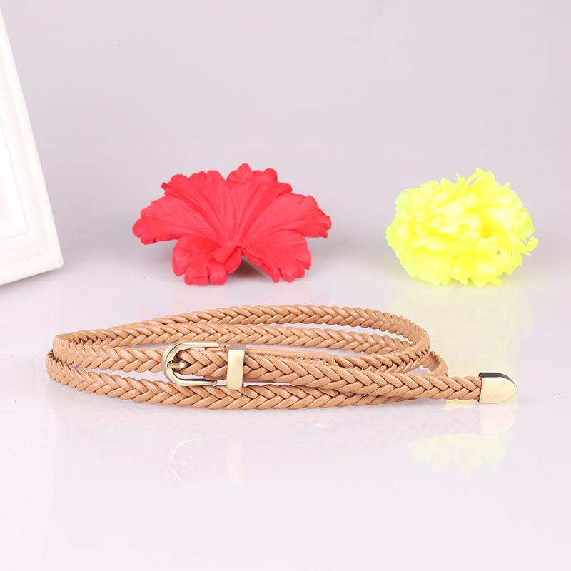 New Hand-Woven Women's Pin Buckle Thin Belt