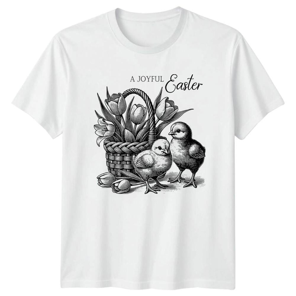 Joyful Easter Chicks Basket TShirt Vintage Style Easter Occasion S