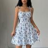 Women's Strapless Floral Print Smocked Top Mini Dress