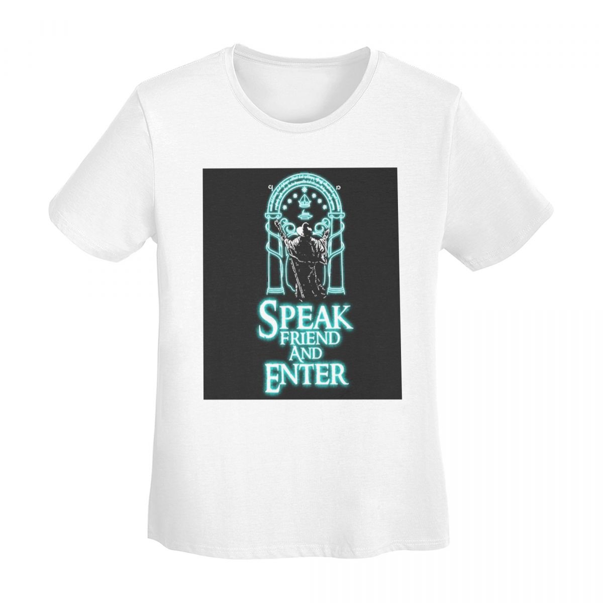 

Speak Friend And Enter TShirt Women Short Sleeve T Shirts Crew Neck Clothing Cotton Summer Tees Streetwear S