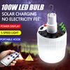 Solar Powered LED Camping Light Bulb with USB Rechargeable 100W High-power 24LED 5-speed Light Outdoor Hook Tent Light Energy-saving