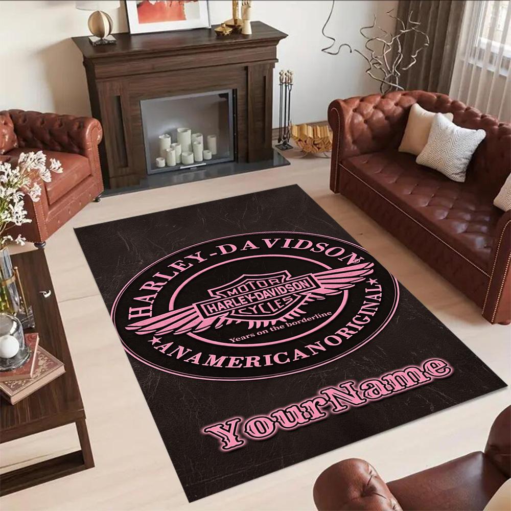 Harley-davidson Motorcycles Customizable Name Carpet Perfect for Decorate Room Entryway Bedrooms Dining Room Anti-slip Rug Office Home Decor