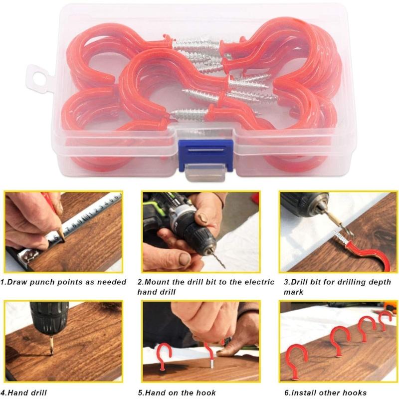 70Pcs Plastic Coated Iron Wall Hooks Multiple Purpose Hanging Hardware For Bathroom Shelves Tool Planter Mounting