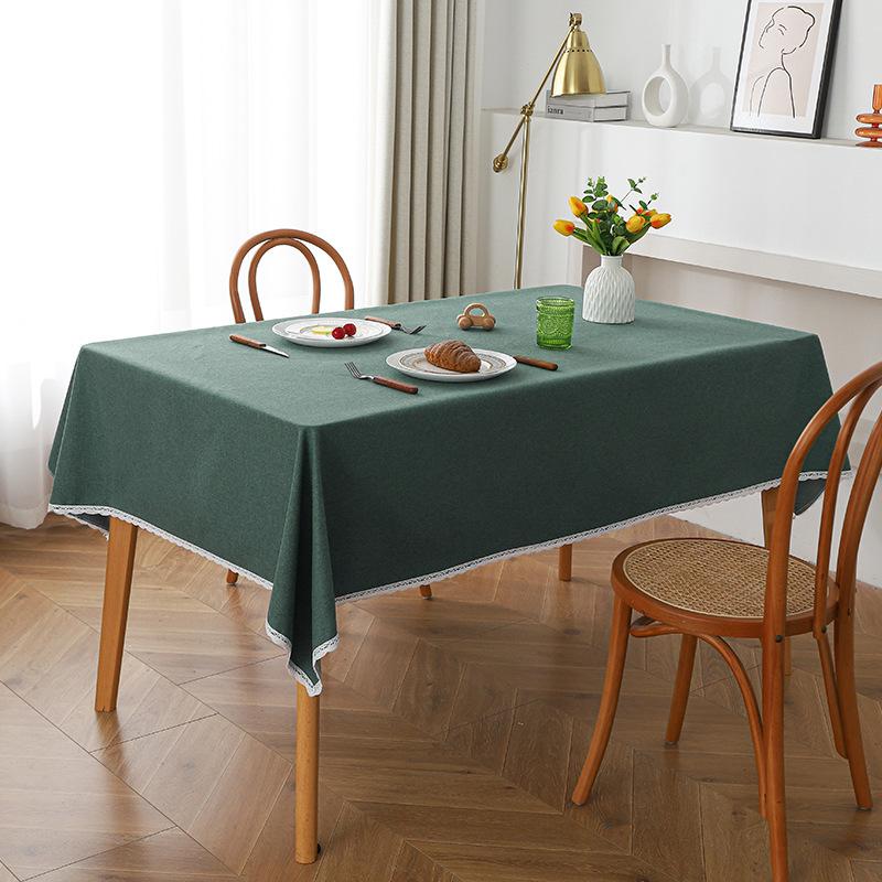 Tablecloth Waterproof and Oil-proof Household High-end Solid Color Tablecloth Lace Rectangular Tablecloth Dirt-resistant and Wear-resistant