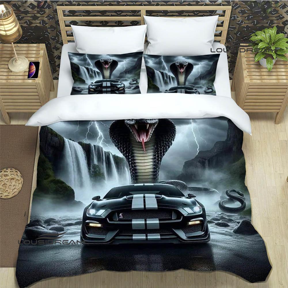 3D M-Mustang logo samochodu Pościel wykwintny zestaw pościeli poszewka na kołdrę zestaw kołdry pościel luksusowy prezent urodzinowy