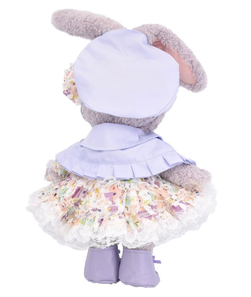 Teddy Bear Mail Order Alice Stella Lou Dress-Up Costume with Duffle Cape and Floral Print Dress (Size Small, Purple)