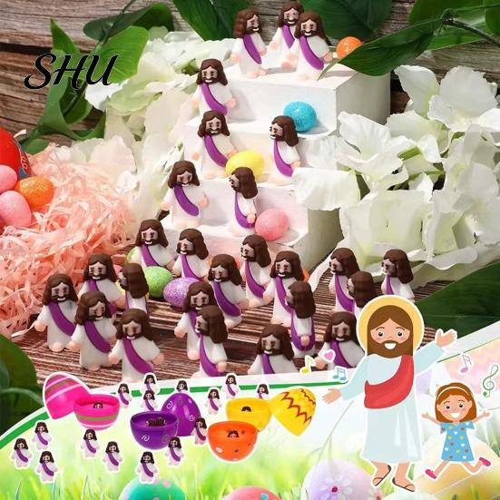 Jesus Model 12/48Pcs Mini Figurine PVC Savior Figure Themed Toy Statue Sculpture Desktop Decoration Easter Ornament Christmas Festival Gift Set