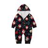 Christmas Print Parent-Child Outfit Hooded Zipper One-Piece Fashionable Home Suit Set